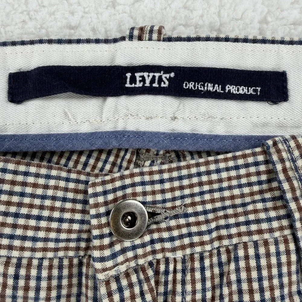 Levis Original Product Pants Mens 31x30 Brown‎ Check Chino Straight Leg Plaid